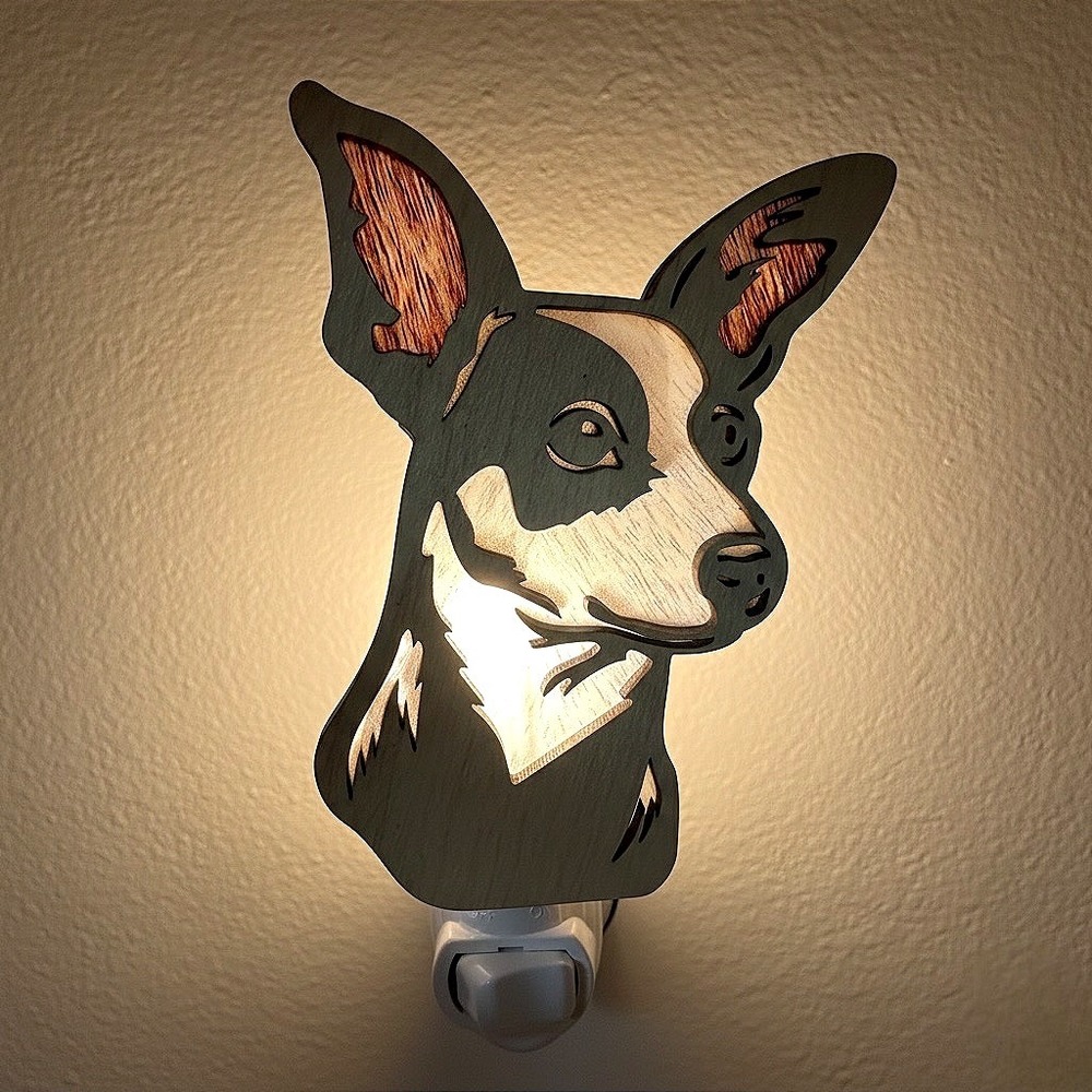 Rat Terrier‎ Handmade Night Light Laser Cut Dog Silhouette Plug-In Wall Lamp